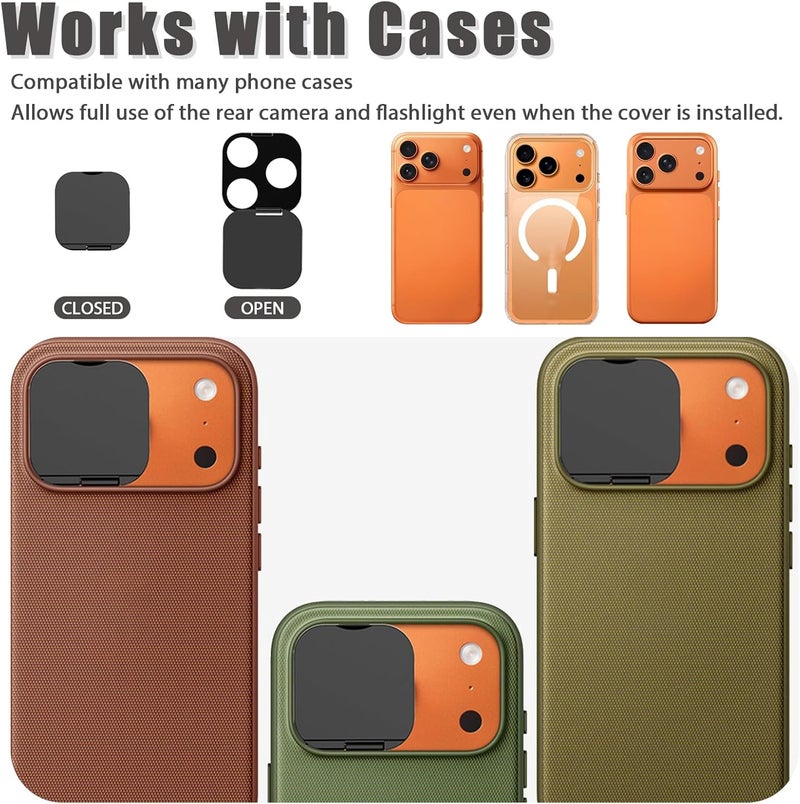 EYSOFT Camera Lens Cover Compatible for iPhone 17 Pro/ 17 Pro Max,Camera Lens Protector to Protect Privacy and Security,Strong Adhesive Black-2 Pack - Image 5